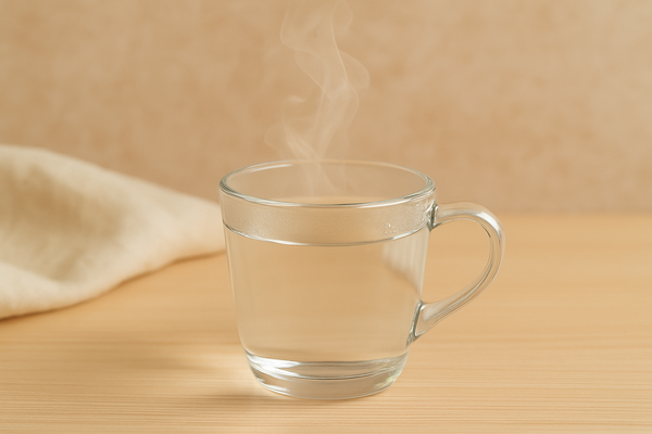 杯子裝著熱水